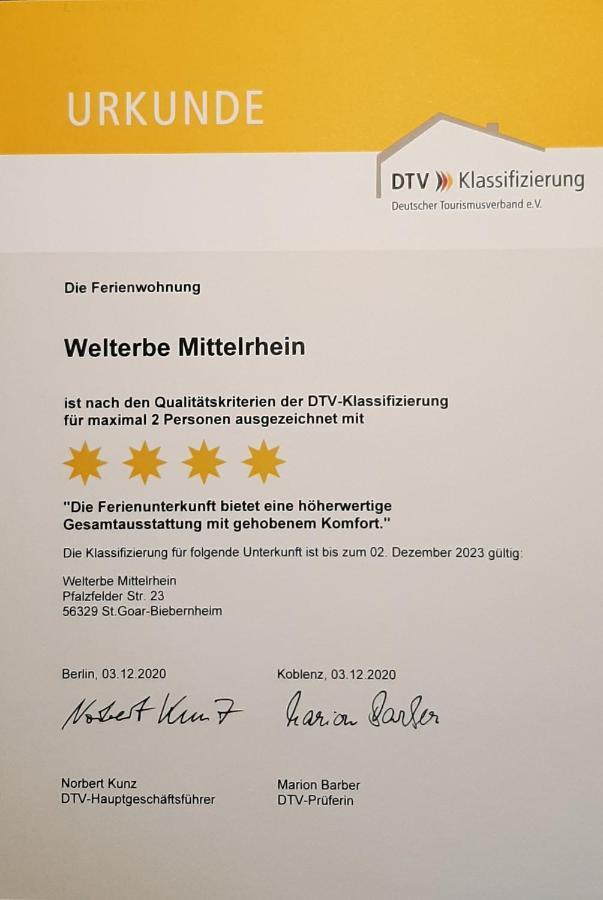 Welterbe Mittelrhein Apartman Biebernheim Kültér fotó